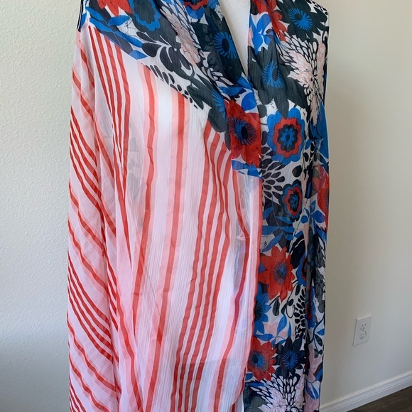 Floral and Striped Multicolor Scarf - Picture 2 of 9